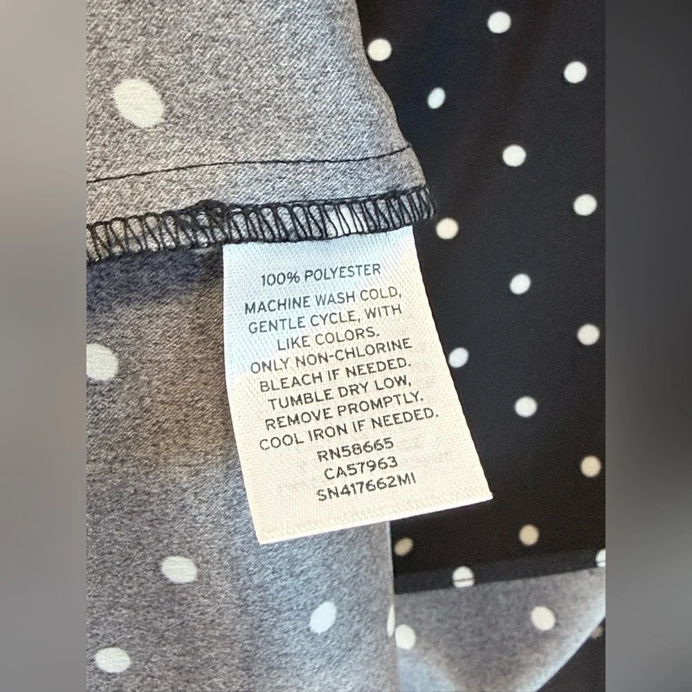 NWOT - Something Navy Rouched Midi Slip Skirt Black w. White Polka Dot - Size S